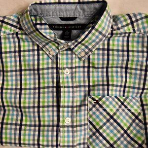 Boys Tommy Hilfiger Blue & Green Shirt XL (20)